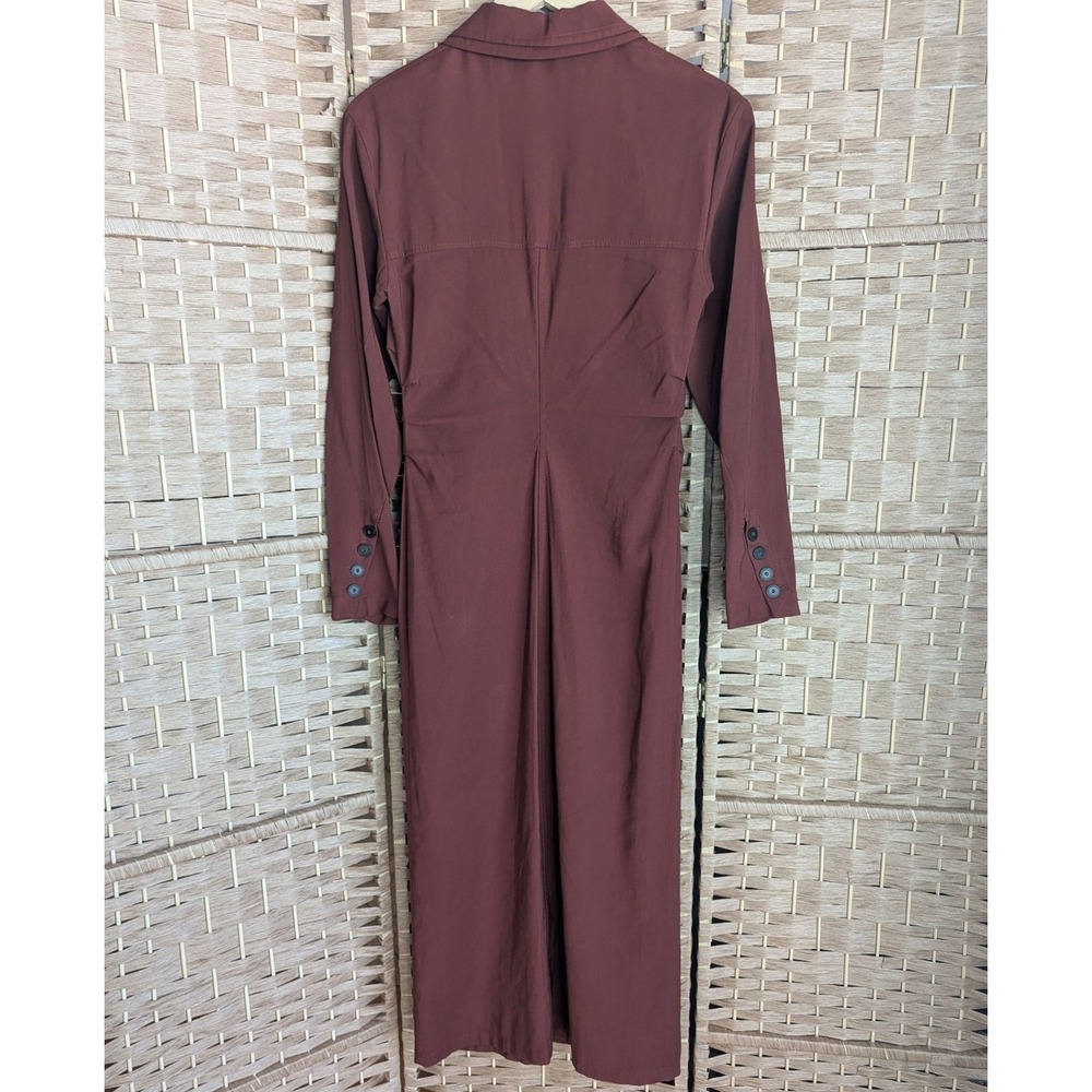 Mango Mng Rust Brown Button Front Midi Shirt Dres… - image 2